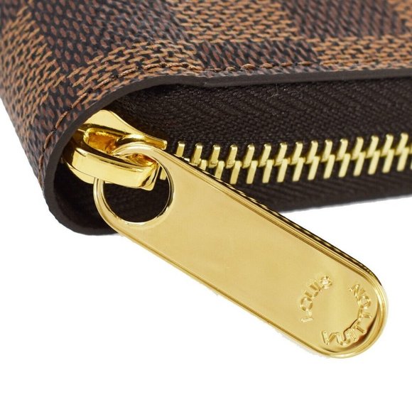 LOUIS VUITTON Zippy Wallet Long Bifold Purse Damier Leather Brown - Picture 6 of 15